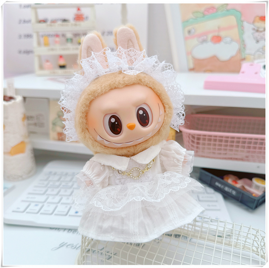 4inch bag charm cute custom clothes outfits - white dress- 0507