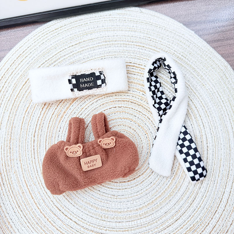 4inch bag charm cute custom clothes outfits - Brown Bear Overalls Set- 053125