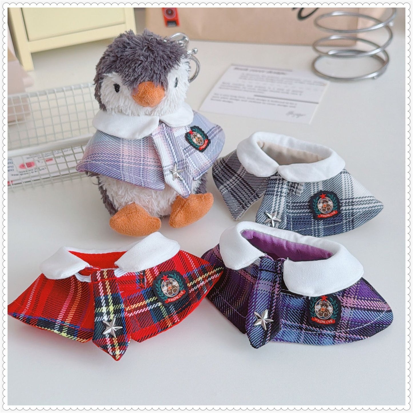 Bartholomew Bear Bag Charm clothes outfits - Plaid Shawl Cape Uniform
