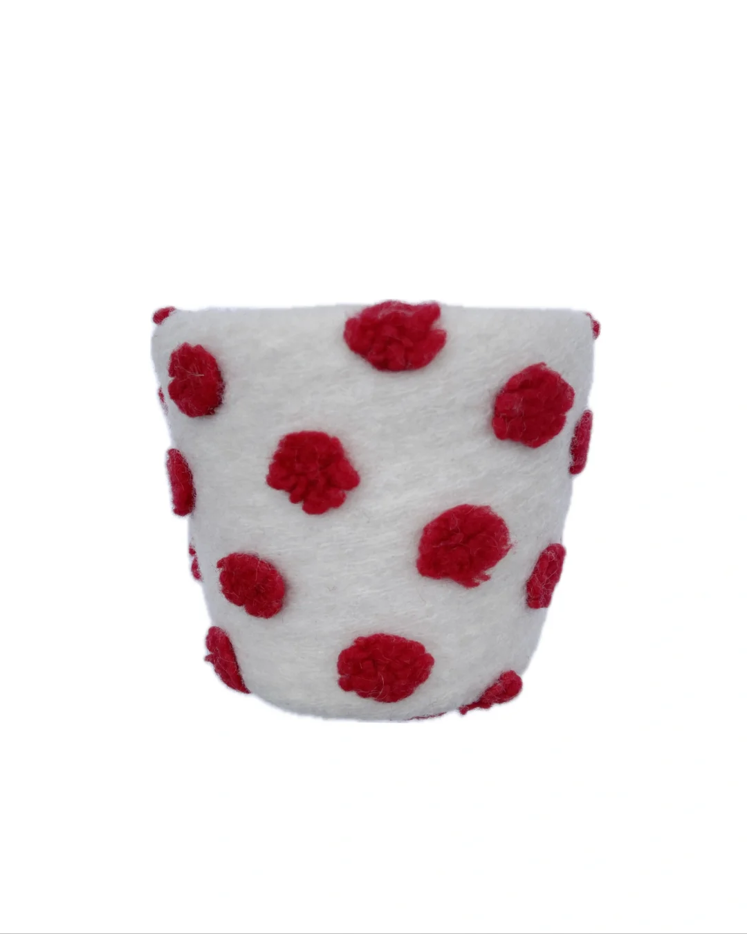 Plushf - Red and white woolen flowerpot planter plush