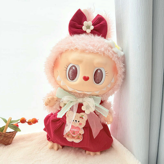 15inch plush cute custom clothes outfits - red overall - 0523