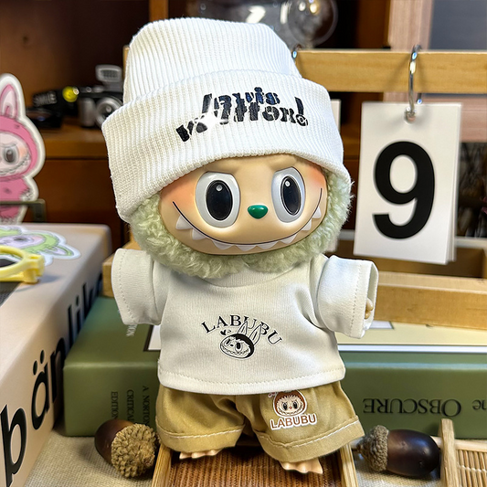 4inch bag charm cute custom clothes outfits - white logo beanie set - 0523