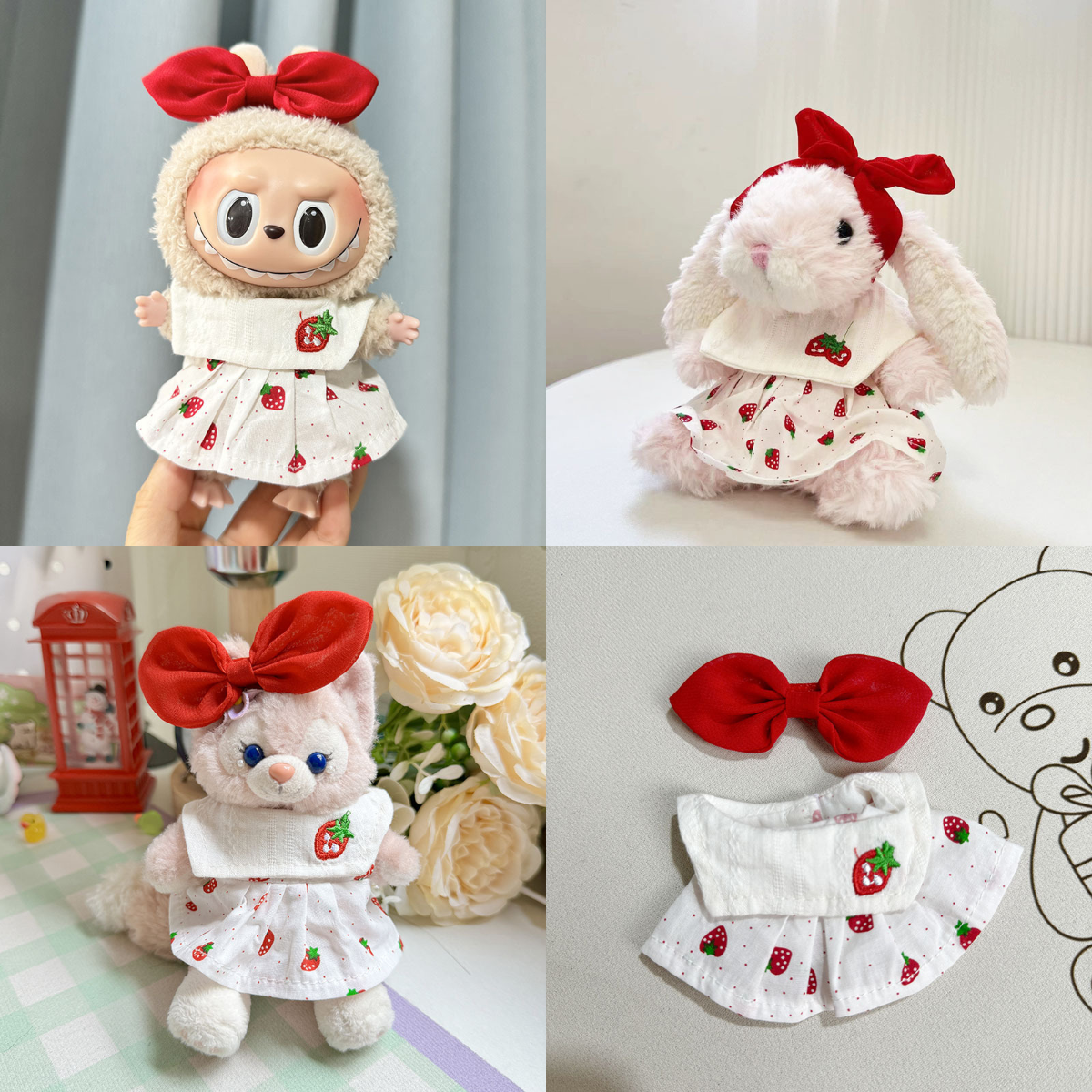 4inch bag charm cute custom clothes outfits - strawberry dress