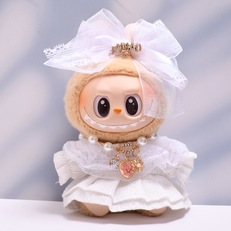 4inch bag charm cute custom clothes outfits - white dress with necklace - 053112