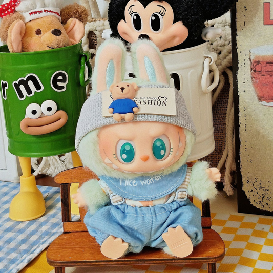 4inch bag charm cute custom clothes outfits - blue overalls - 050707