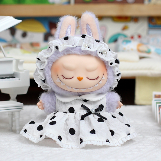 4inch bag charm cute custom clothes outfits - black white dot dress - 052310