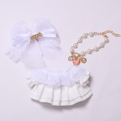 4inch bag charm cute custom clothes outfits - white dress with necklace - 053112