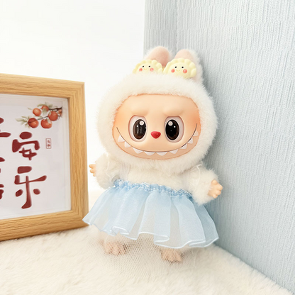 4inch bag charm cute custom clothes outfits - pink/blue/yellow dress & dumpling hairclip - 031807/031808/031809