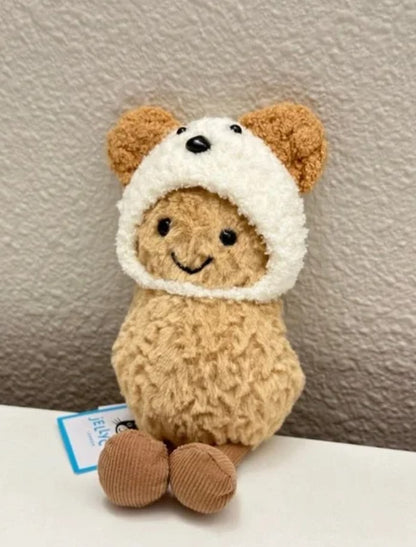 3inch jellycat amusable peanut/small peanut penguin cute hat outfit - brown bear - AP01