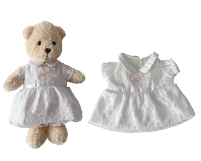 White Lace Dress for Bartholomew Bear Plush – 14-Inch Outfit