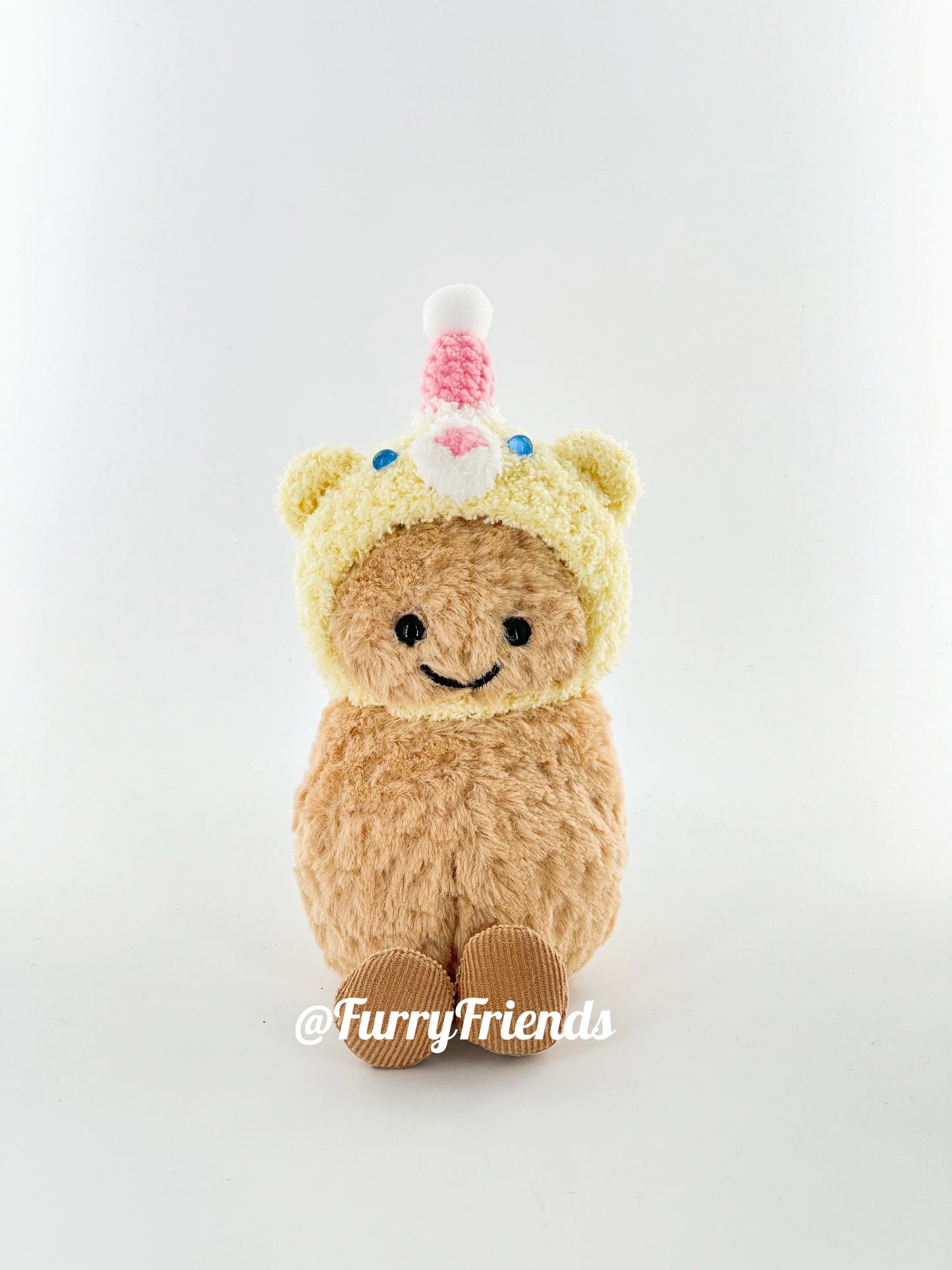 3inch jellycat amusable peanut/small peanut penguin cute hat outfit - yellow bear - AP07