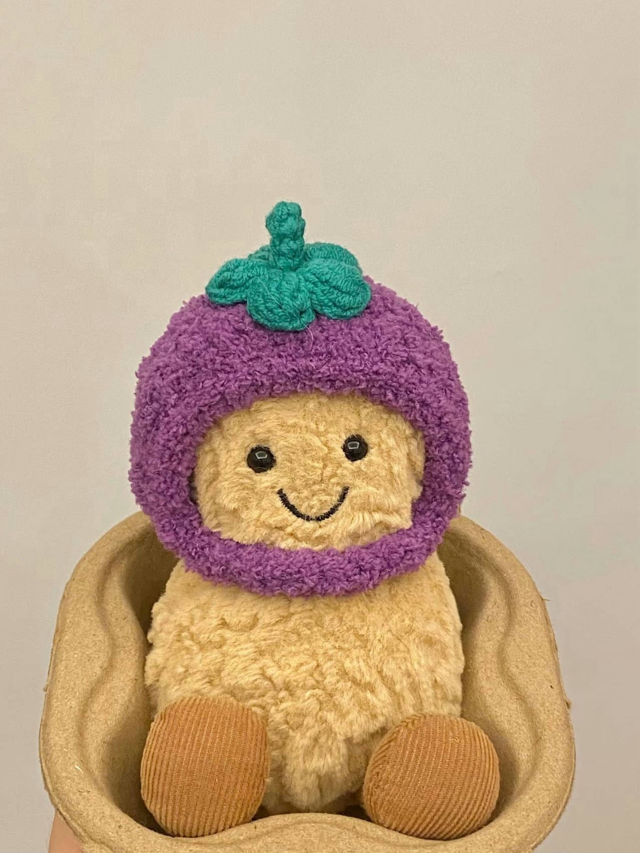 3inch jellycat amusable peanut/small peanut penguin cute hat outfit - eggplant