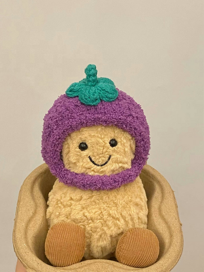 3inch jellycat amusable peanut/small peanut penguin cute hat outfit - eggplant - AP05