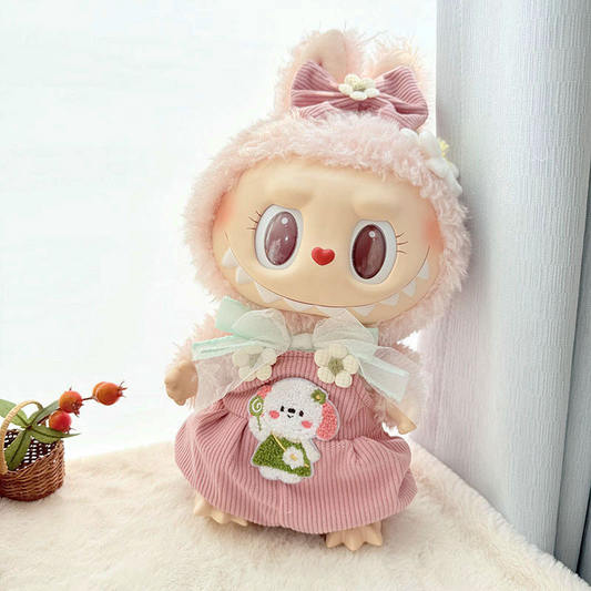 15inch plush cute custom clothes outfits - pink overall - 0523