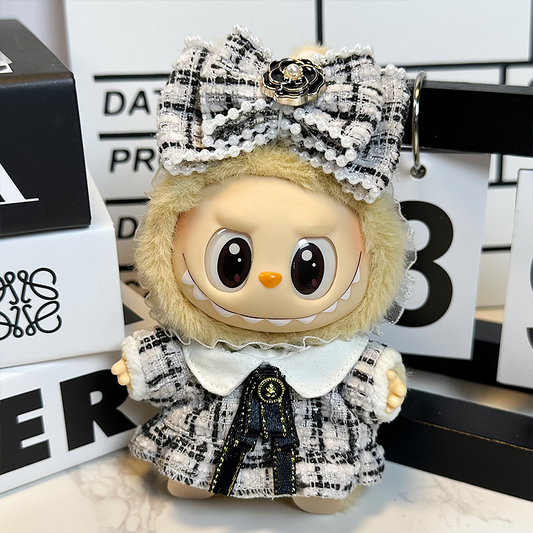 4inch bag charm cute custom clothes outfits - Elegant black white dress & bow- 0523
