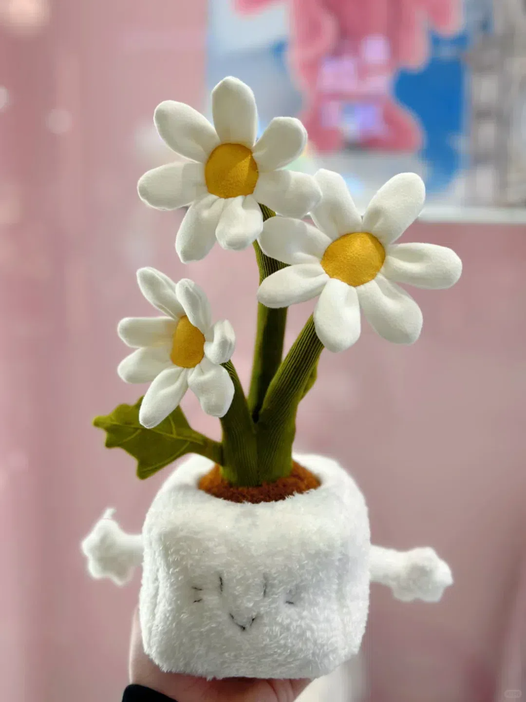 Plushf - white smiling flowerpot planter plush