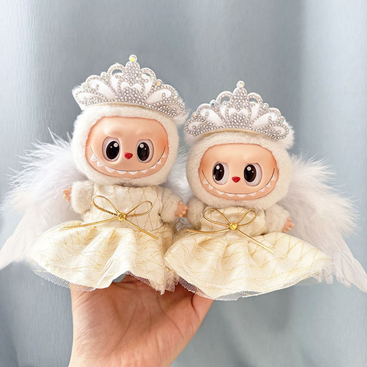 4inch bag charm cute custom clothes outfits - Golden Queen Dress with Wings - 053127