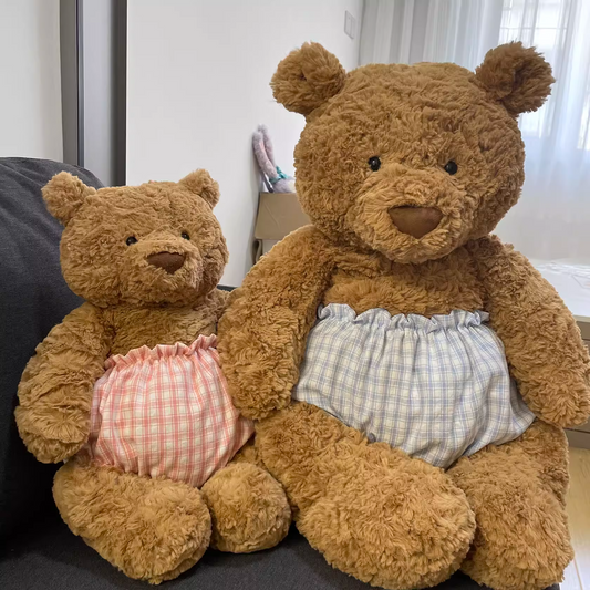 Bartholomew bear cute custom clothes outfits - blue/pink plaid pull-ups (Tiny/Medium)