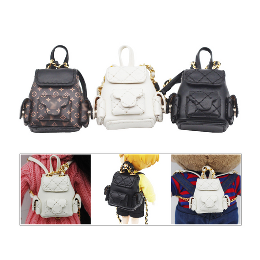 4inch bag charm cute custom bags - brown/white/black backpacks