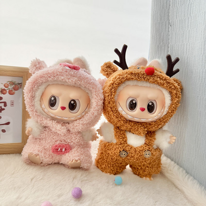 4inch bag charm cute custom clothes outfits - pink pig & brown elk - 031803/031804