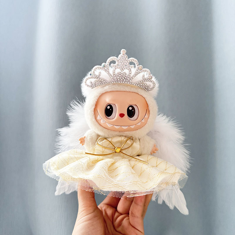 4inch bag charm cute custom clothes outfits - Golden Queen Dress with Wings - 053127