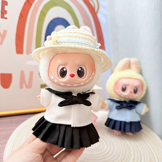 4inch bag charm cute custom clothes outfits - black and white sailor suit & straw hat - 0523