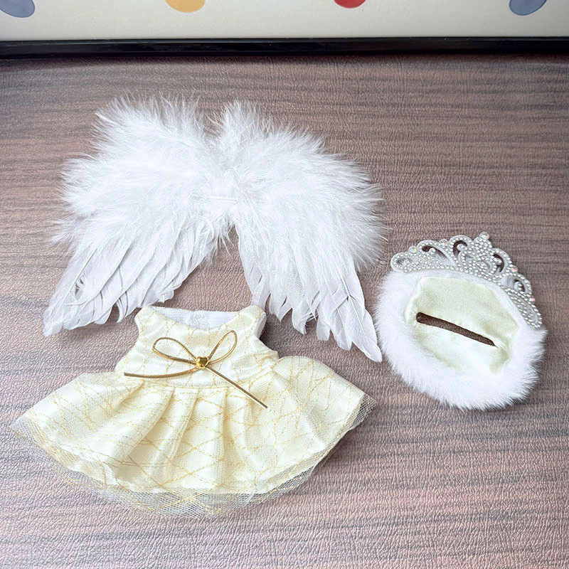 4inch bag charm cute custom clothes outfits - Golden Queen Dress with Wings - 053127