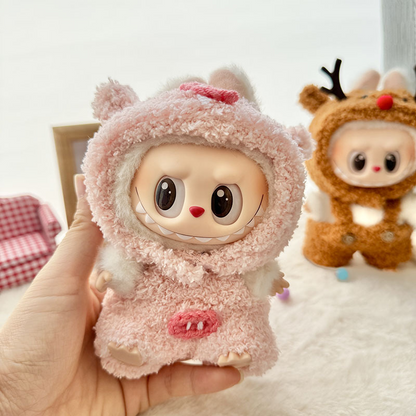 4inch bag charm cute custom clothes outfits - pink pig & brown elk - 031803/031804