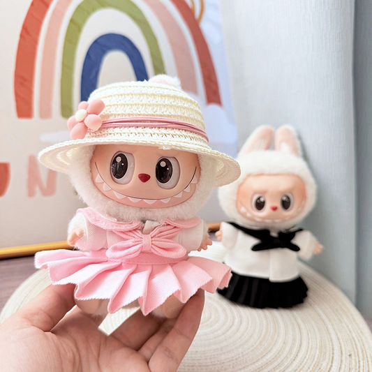 4inch bag charm cute custom clothes outfits - pink sailor suit & straw hat - 0523