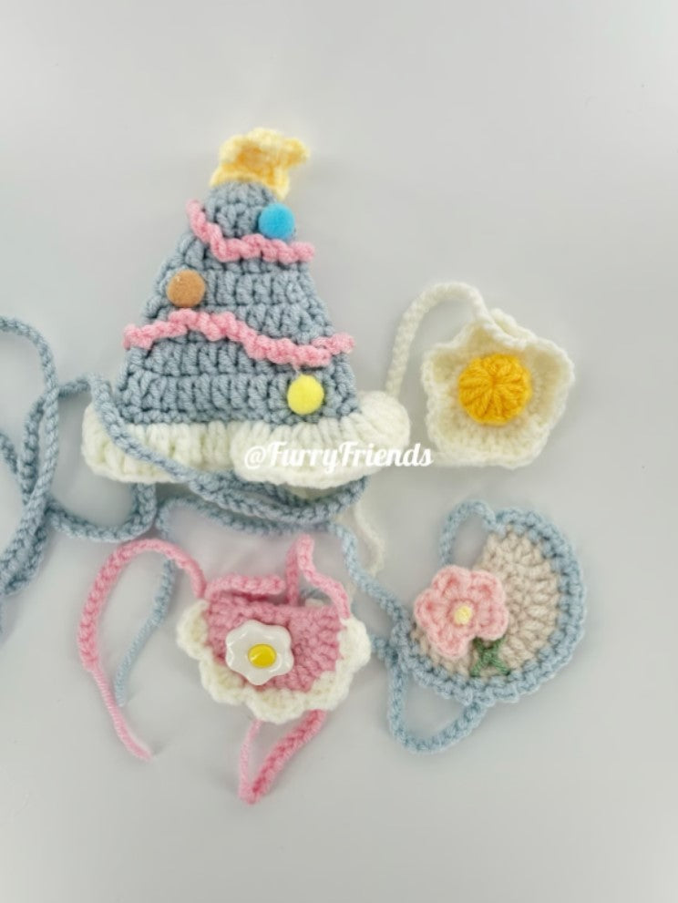 Cute custom crochet clothes outfits set of 4 - fit most small/medium size plush