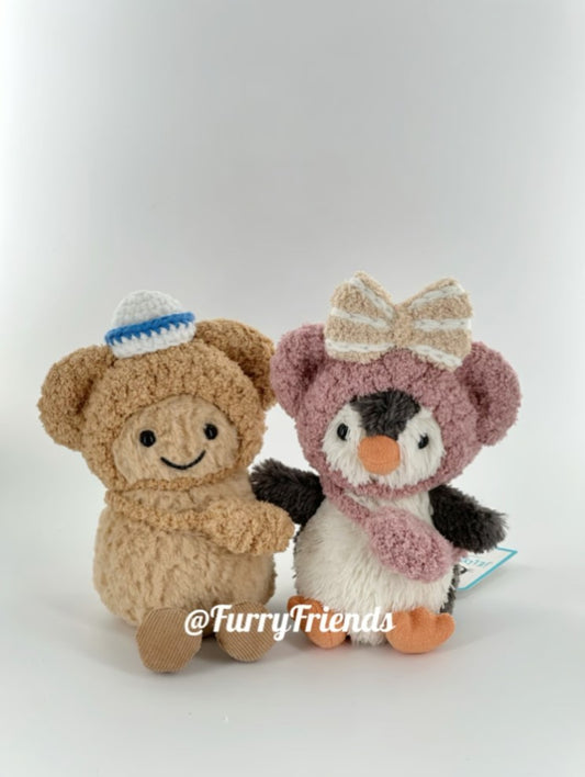 3inch jellycat amusable peanut/small peanut penguin cute hat outfit - duffy & shelliemay set of 2