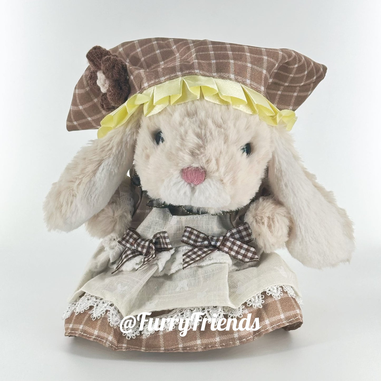 8inch jellycat yummy bunny plush cute custom clothes outfits - Brown dress