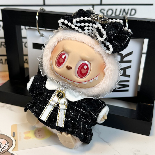 4inch bag charm cute custom clothes outfits - Elegant black dress & bow- 0523
