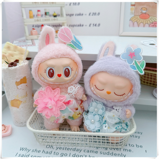 4inch bag charm cute custom clothes outfits - pink/green flora dress - 050701/050702