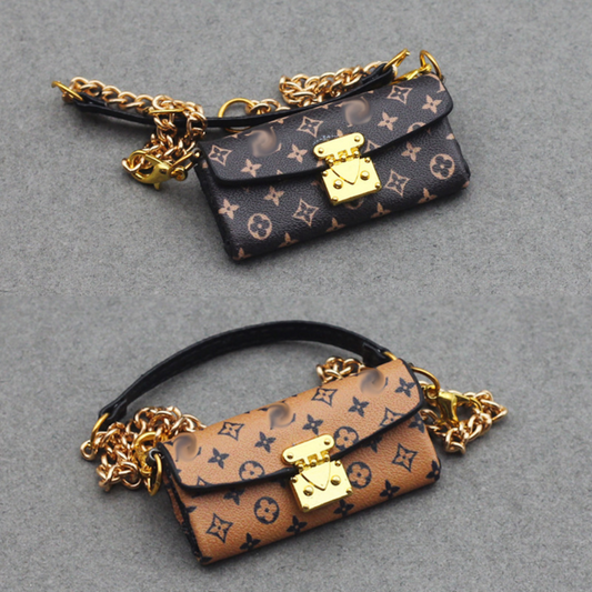 4inch bag charm cute custom bags - dark brown/light brown purse bags