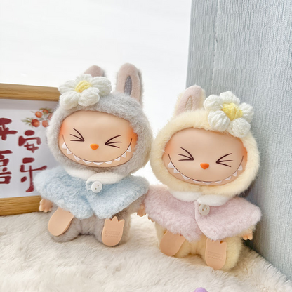 4inch bag charm cute custom clothes outfits - pink & blue flower cloak - 031108/031109