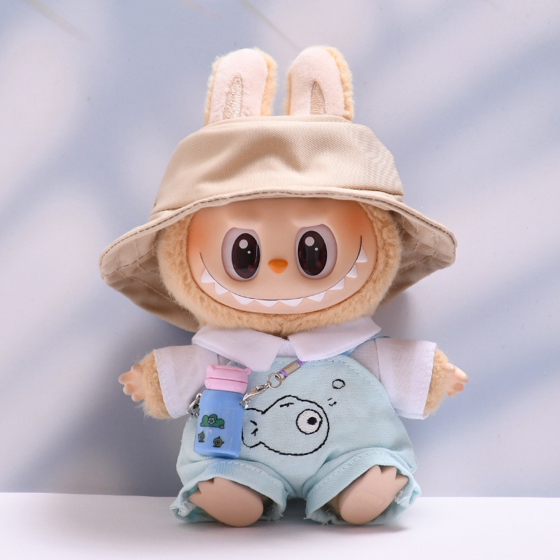 4inch bag charm cute custom clothes outfits - blue fish overall set - 053114