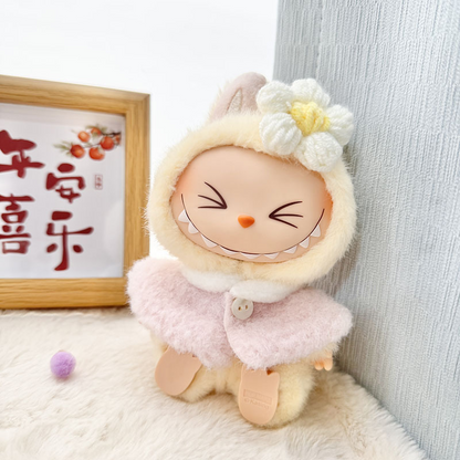 4inch bag charm cute custom clothes outfits - pink & blue flower cloak - 031108/031109