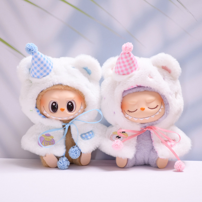 4inch bag charm cute custom clothes outfits - Blue and pink bear cloak - 032910/032911