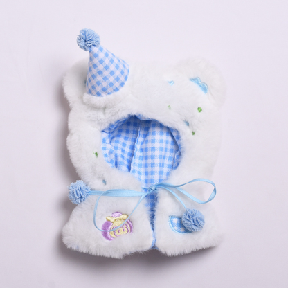 4inch bag charm cute custom clothes outfits - Blue and pink bear cloak - 032910/032911