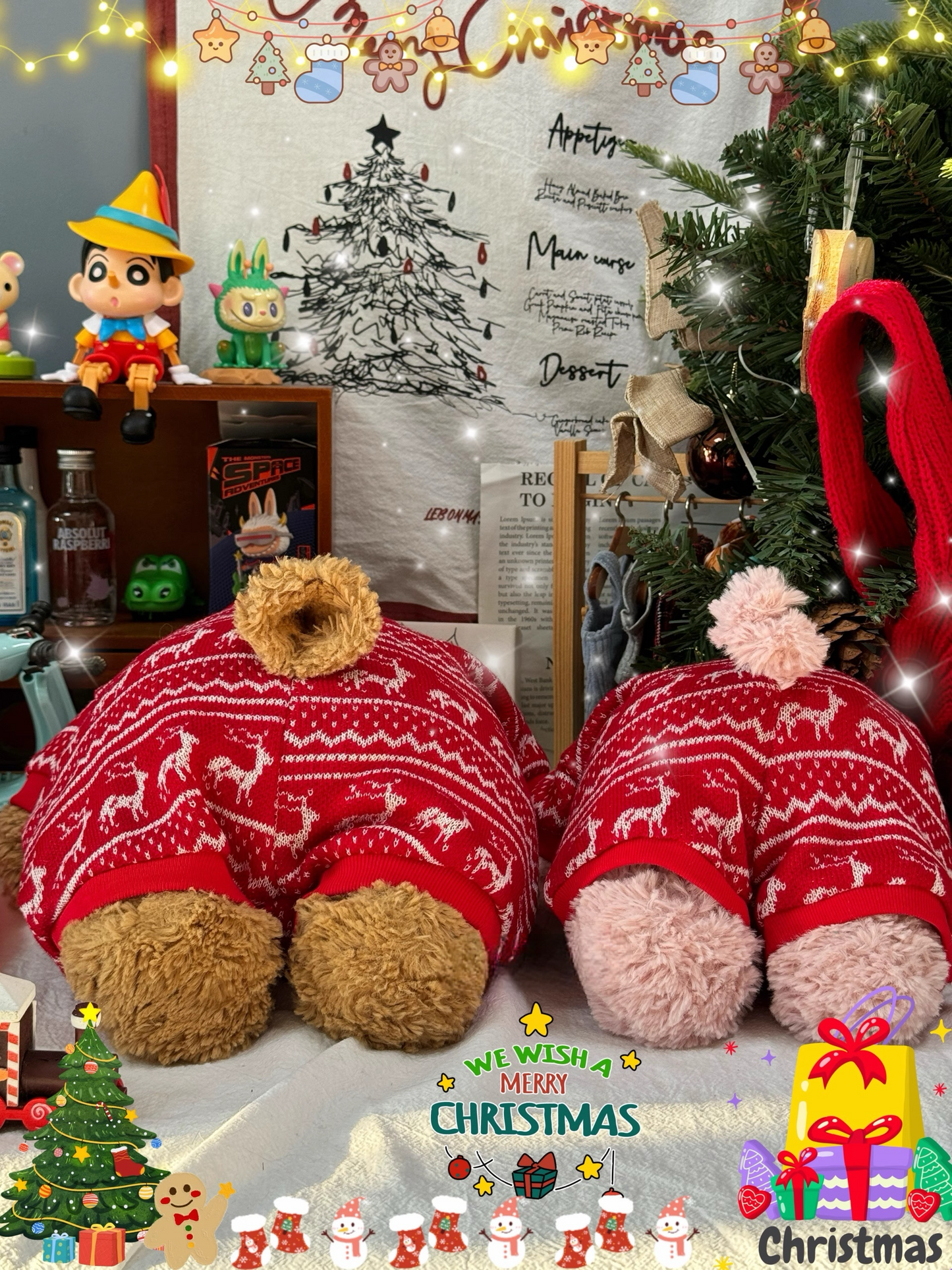 Bartholomew bear cute clothes outfits - Christmas red pajamas(tiny/medium/large/huge)