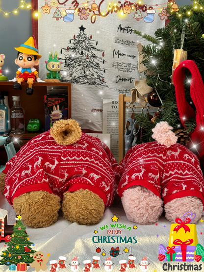 Bartholomew bear cute clothes outfits - Christmas red pajamas(tiny/medium/large/huge)