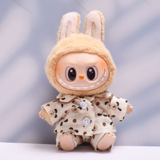 4inch bag charm cute custom clothes outfits - brown dot sleepwear - 0523