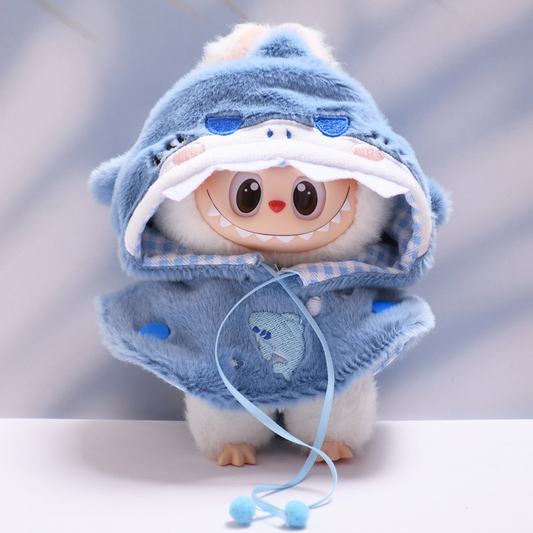 4inch bag charm cute custom clothes outfits - blue shark animal cloak - 053105