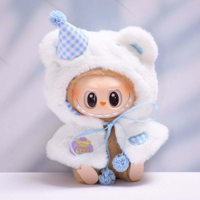 4inch bag charm cute custom clothes outfits - Blue and pink bear cloak - 032910/032911
