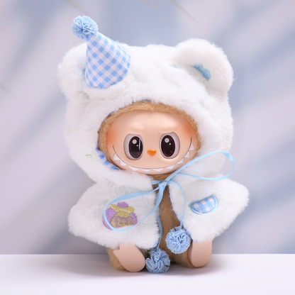 4inch bag charm cute custom clothes outfits - Blue and pink bear cloak - 032910/032911