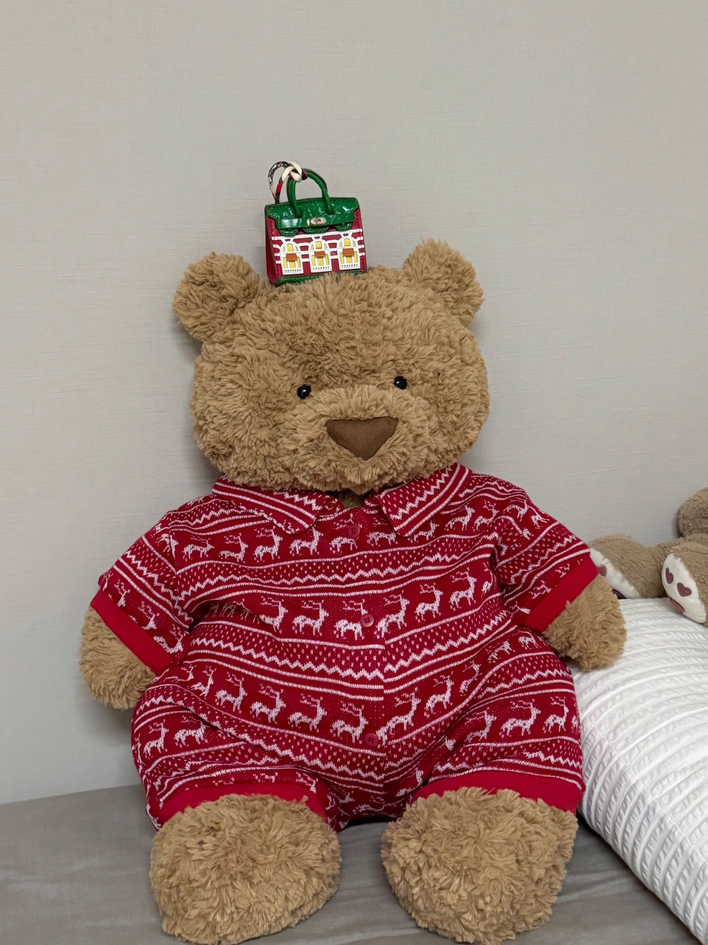 Bartholomew bear cute clothes outfits - Christmas red pajamas(tiny/medium/large/huge)