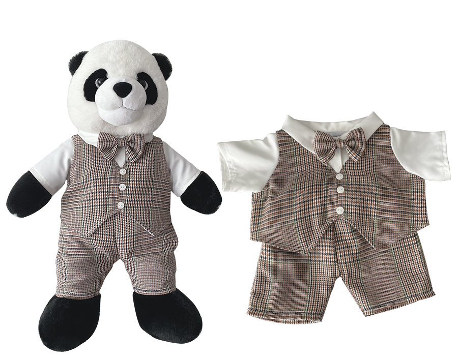 Brown British Style Faux Two-Piece Outfit for Bartholomew Bear Plush – 14-Inch Outfit