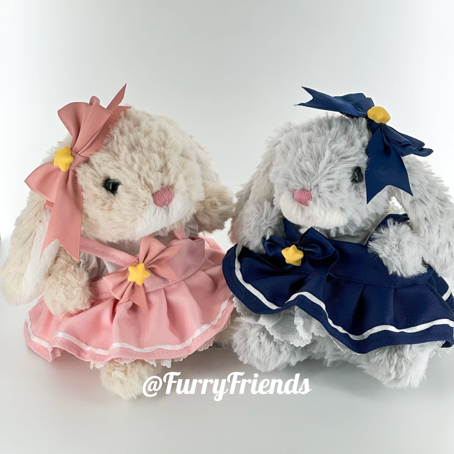 8inch jellycat yummy bunny plush cute custom clothes outfits - pink/blue dress