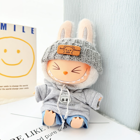 4inch bag charm cute custom clothes outfits - grey hoodie set - 061450